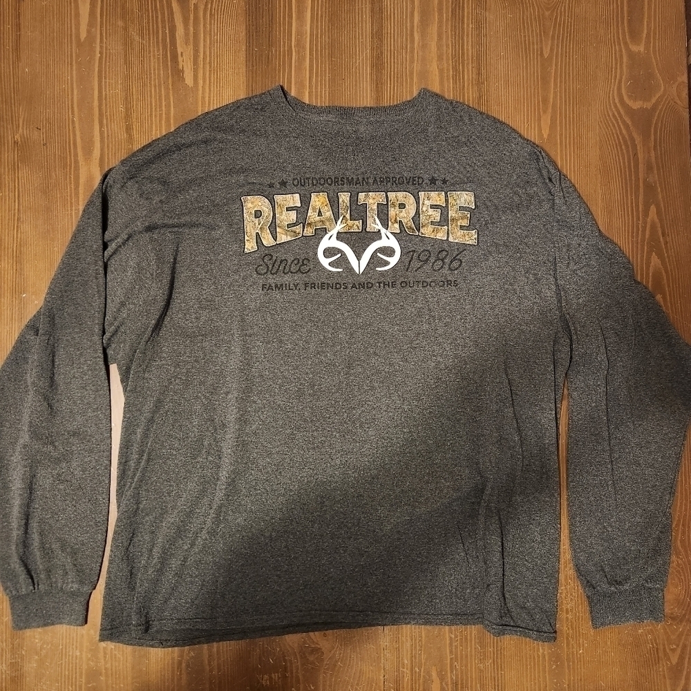 Realtree Since 1986 Gray Long Sleeve T Shirt Size 2XL (50-52) Graphic Print T
